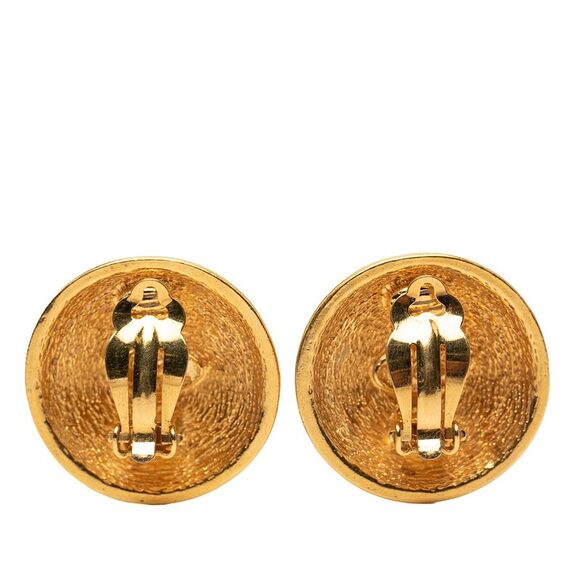 Chanel Gold Plated Cc Round Clip On Earrings - Picture 2 of 3